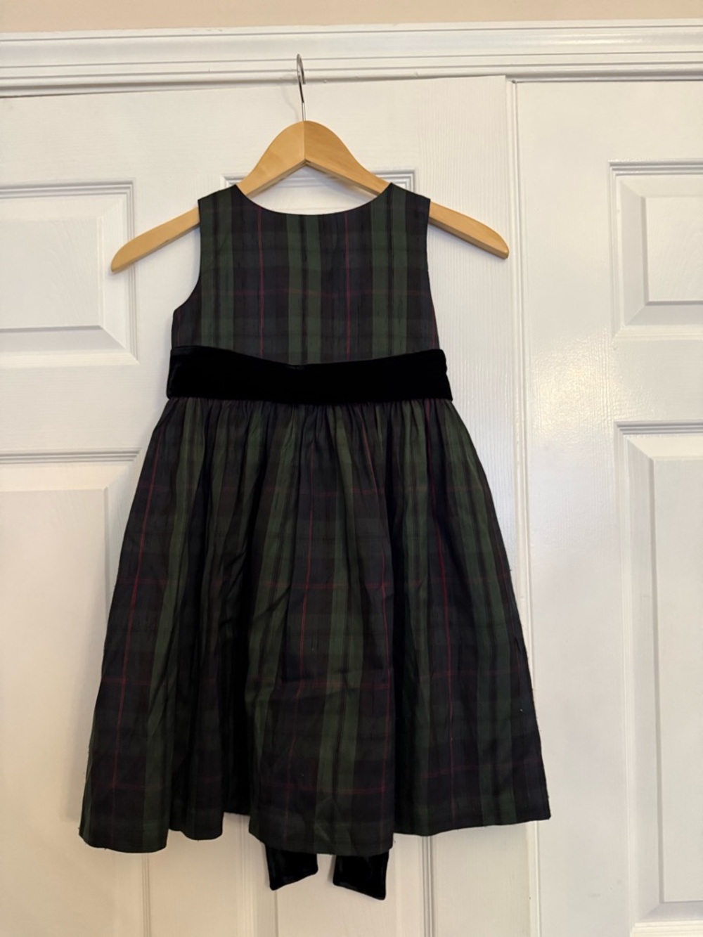 Gymboree Dark Green and Black Plaid Velvet-Waist Holiday Dress